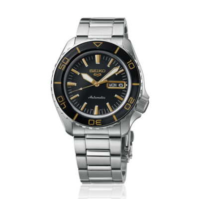 Seiko 5 Sport Automatic SKX Series Black Dial Silver Steel Strap Watch for Men - SRPK99K1